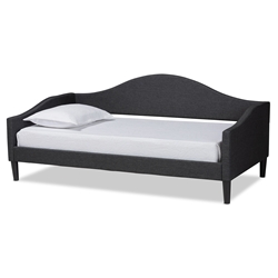 Baxton Studio Milligan Modern and Contemporary Charcoal Fabric Upholstered and Dark Brown Finished Wood Twin Size Daybed
